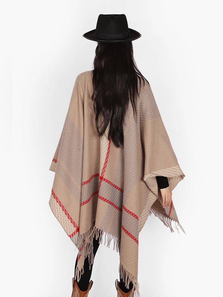 Winter Women Men Scarf Layers Poncho Elegant Retro Striped Tassel Wrap Shawl Lady Male Scarve Capa Para Mujer Pashmina Cloak New