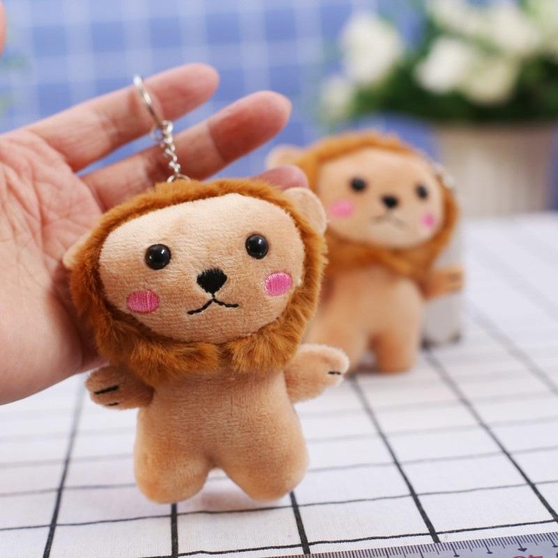 Cute Tiger and Lion Plush Keychain with Paw Charm