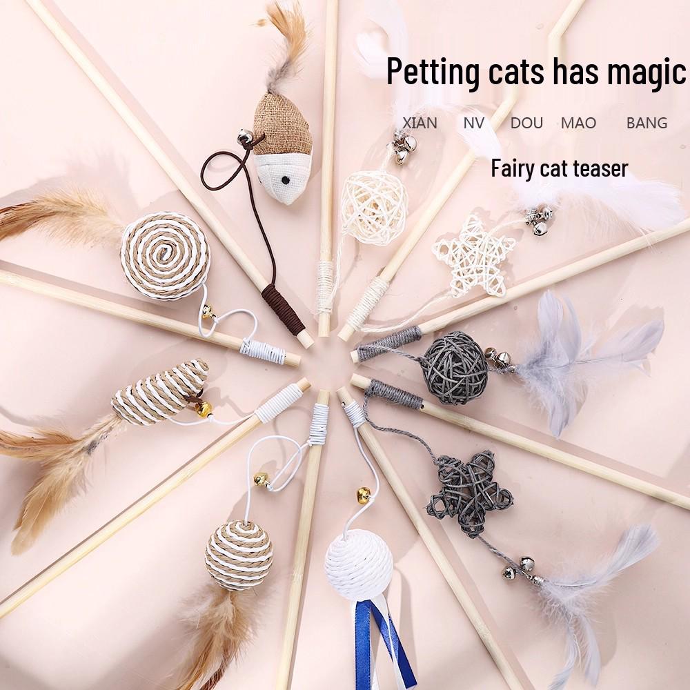 

Newcomer Discount: Cat Teaser Stick with Bell - Bite-Resistant, Self-Play Toy to Relieve Kitten Boredom