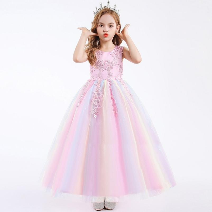 Girls Dress Dress Sleeveless Mesh Performance Host Princess Dress