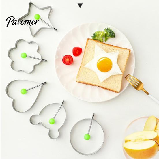 Kitchen Utensils for Breakfast 3 Pcs Stainless Steel Egg Rings, Non-stick Fried Moulds, Round/Star/Flower/Heart/Mouse Home Tools Shaped Ring Mold Eggs