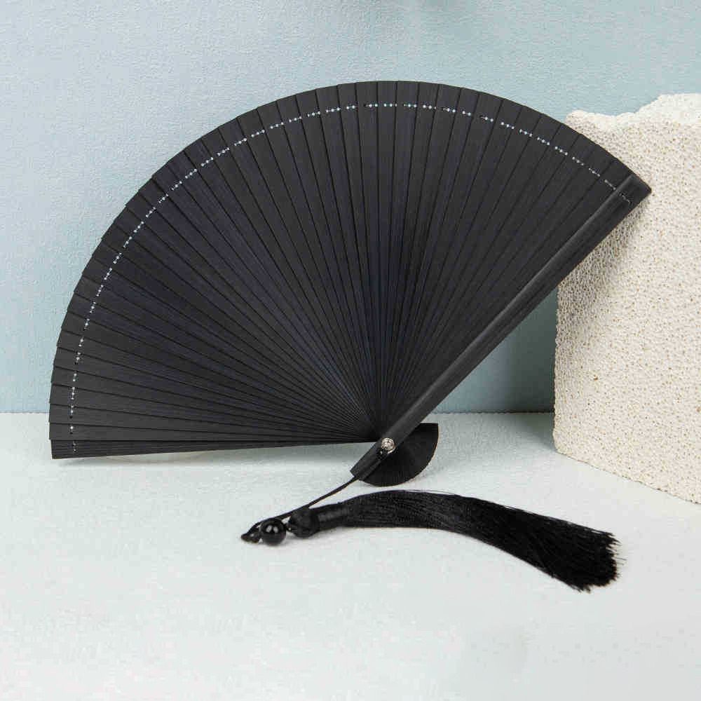 Exquisite Solid Color Bamboo Fan Chinese Style Elegant Handheld Fans  Home Decoration