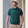 Men's Italian Khaki Knitted Polo Shirt - American Retro Short-Sleeved Cotton Tee for Summer