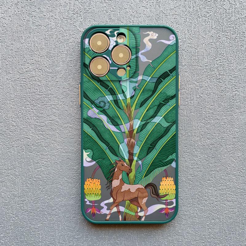 Lucky Painted Horse Pattern Chinese Style Phone Case For iPhone 15 14 Pro Max Plus 17 16 Pro Max 13 Mini 12 11 Pro Max Back Case