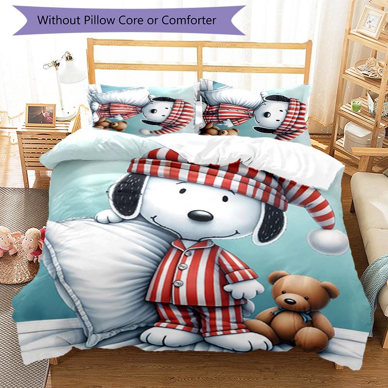3pcs Happy Puppy pattern bedding set duvet cover set includes duvet cover &pillowcases, perfect all season bedroom decoration & gift
