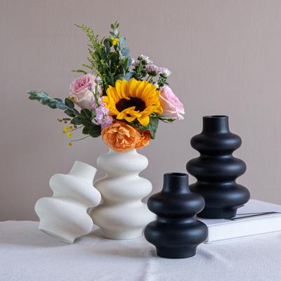 Creative Multi-Layered Large Round Ceramic Vases Modern Irregular Hydroponic Flower Vases Crafts Indoor Living Room Decoration