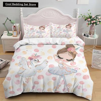 Juego de funda de edredón con dibujos de bailarinas de ballet, juego de cama estilo princesa tamaño doble, funda de cama nórdica para niñas, tamaño matrimonial, tamaño queen y king
