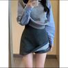 Women's 2025 Korean Style Grey Wool Blend High Waist A-line Mini Skirt - Versatile and Slimming for Autumn/Winter