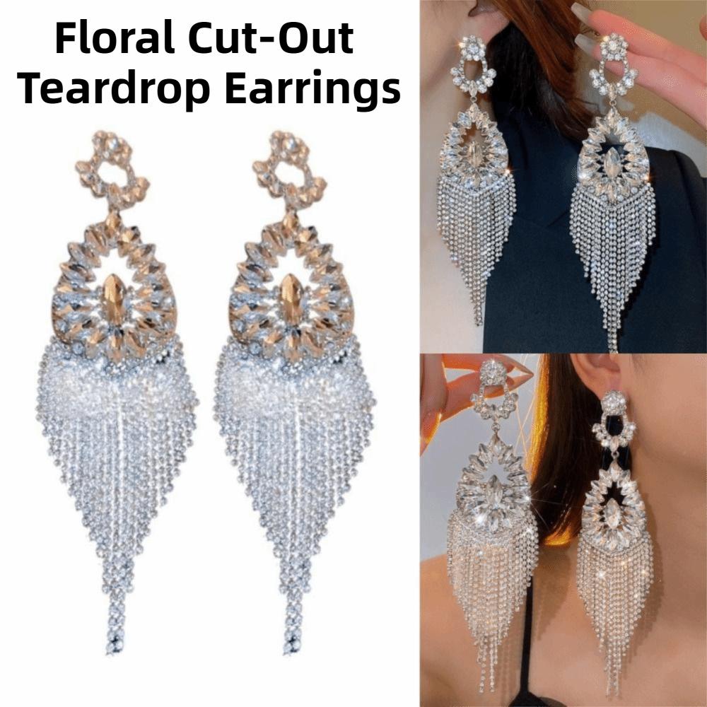 1 Pair Fashion Long Tassel Dangle Earrings Bling Bling Exaggerated Earrings Banquet