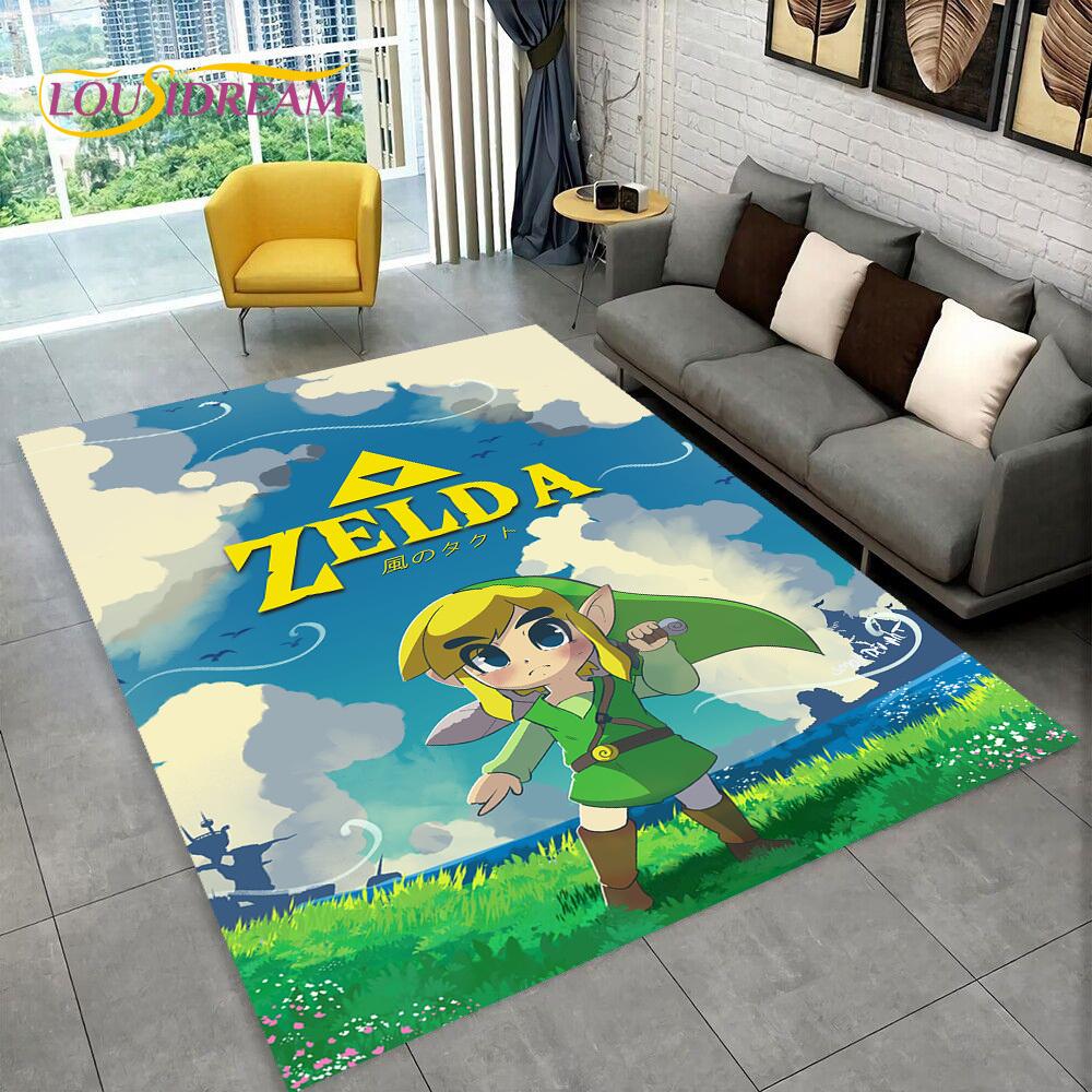 3D Z-Zelda 2 Link Spel Gamer Vloerkleed Tapijt voor Woonkamer Slaapkamer Huisdecoratie, Antislip Vloermat Decoratie voor Bank Deurmat Cadeau