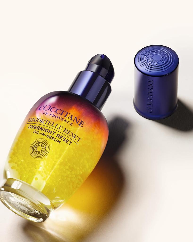 L'OCCITANE Immortelle Reset Serum & Divine Oil Skincare Gift Set, Nighttime Moisturizing Serum, Popular for Men and Women, Birthday Gift