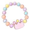 Bracelet for Kids, Macaron Color Beads Elastic Wristband, Cartoon Watermelon Lollipop Fried Egg Pendant Bracelet for Lightweight Gift Accessory