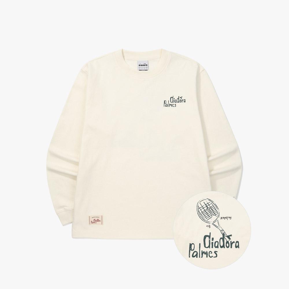 diadora [Diadora By Palmes] Graphic Long Sleeve T-Shirt White