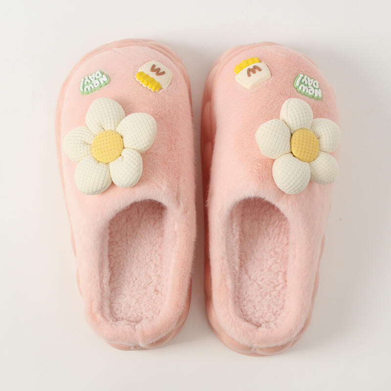 Flower Fluffy Winter Fur Slippers (230-235mm)