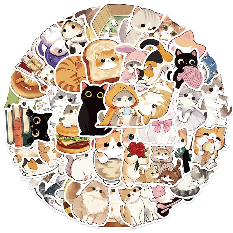 50PCS Cartoon Cat Stickers Set Kawaii Waterproof Vinyl Decals for Water Bottle Laptop Phone Case Scrapbooking