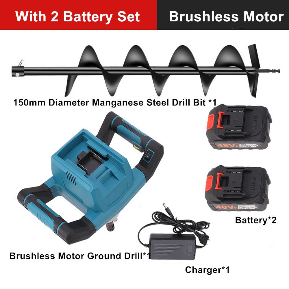 Electric Alloy Ground Drill Winter Drilling Ice Farm Planting Boreholes Power Tool High Power Brushless Cordless Ground Drill