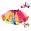 Children Colorful Skirt Cute Cartoon Costume Set Girl Ballet Skirt with Hair Clip Headband Colorful Free Size