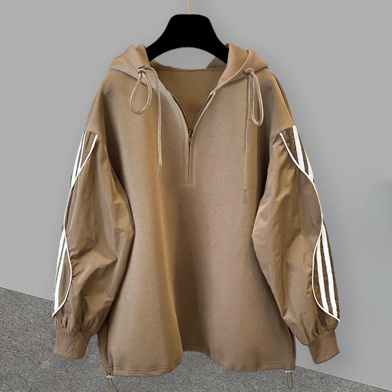 Trendiges Lässiges Gestreiftes Patchwork Halbreißverschluss Kapuzenpullover Set für Herren - Herbst 2025