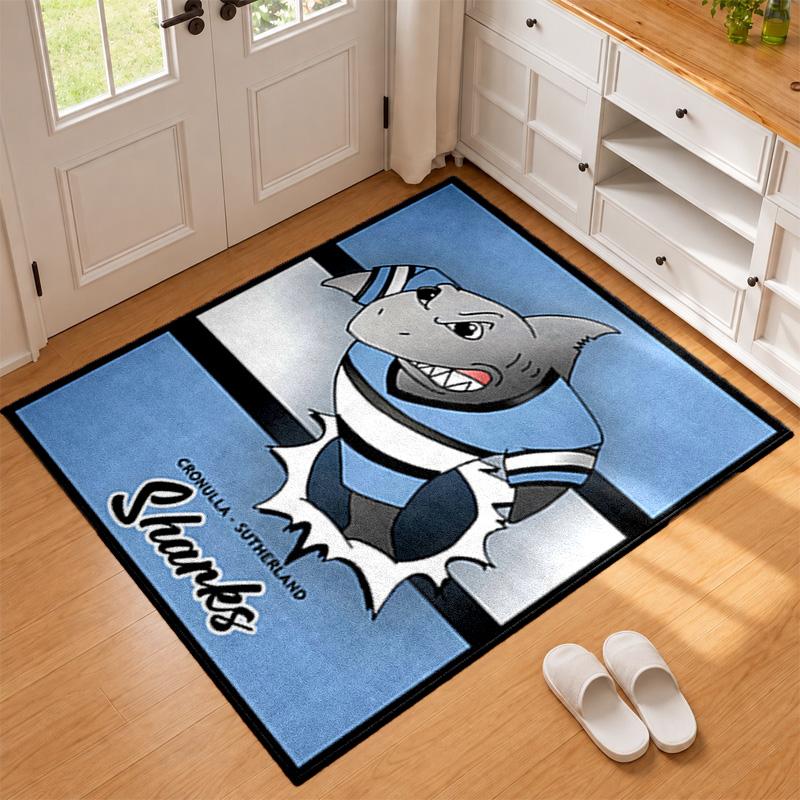 Cronulla Sharks Carpet Door Mat for Living Room or Bedroom Protective Mat Under Chair Office Decoration Christmas Gift Birthday Present