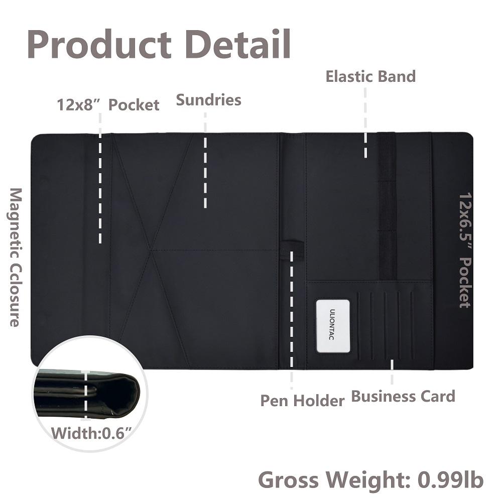 Dreifach faltbare Portfolio-Aktentasche Hautgefühl PU A4 Padfolio Multifunktionale Aufbewahrung Magnetischer Verschluss Ausweis Visitenkarte iPad Qualität