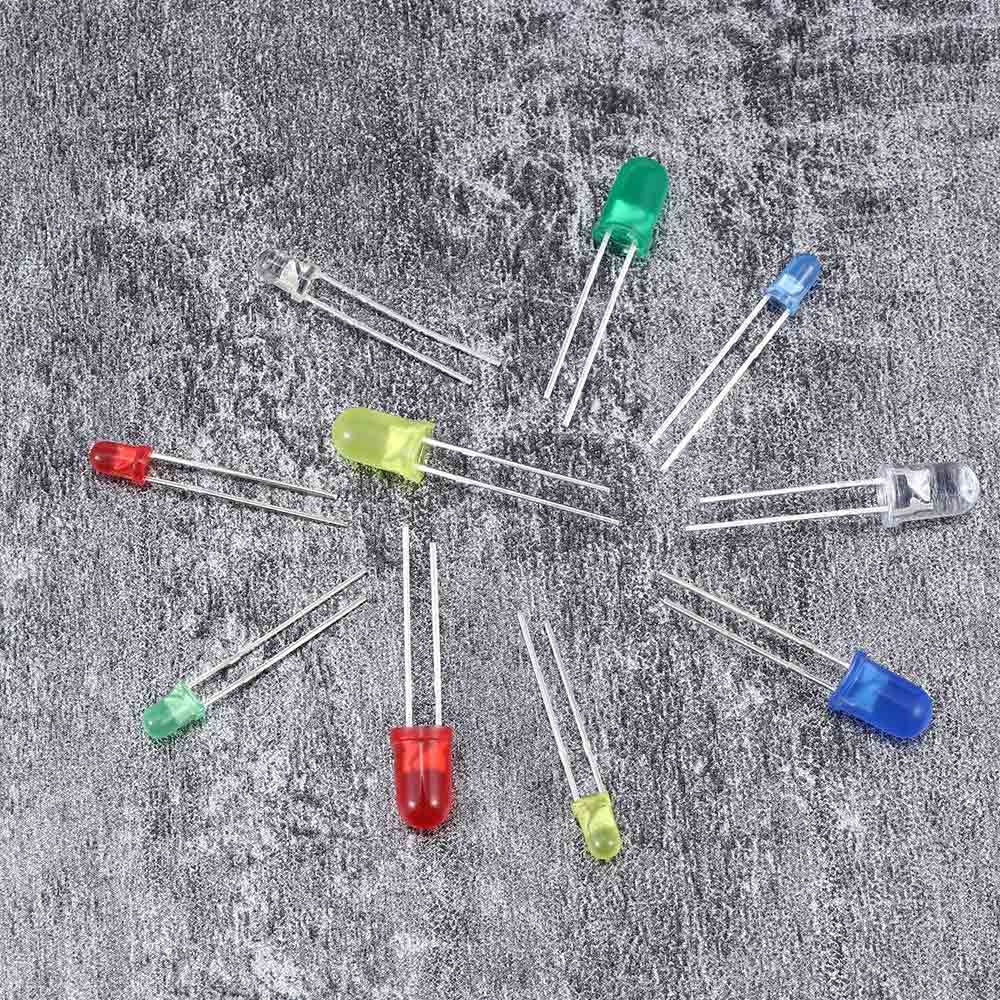 200pcs Mixed Color Blue Emitting Diodes Yellow Lamp Bulb 3 Mm LED Diode Kit 5mm Light Bead