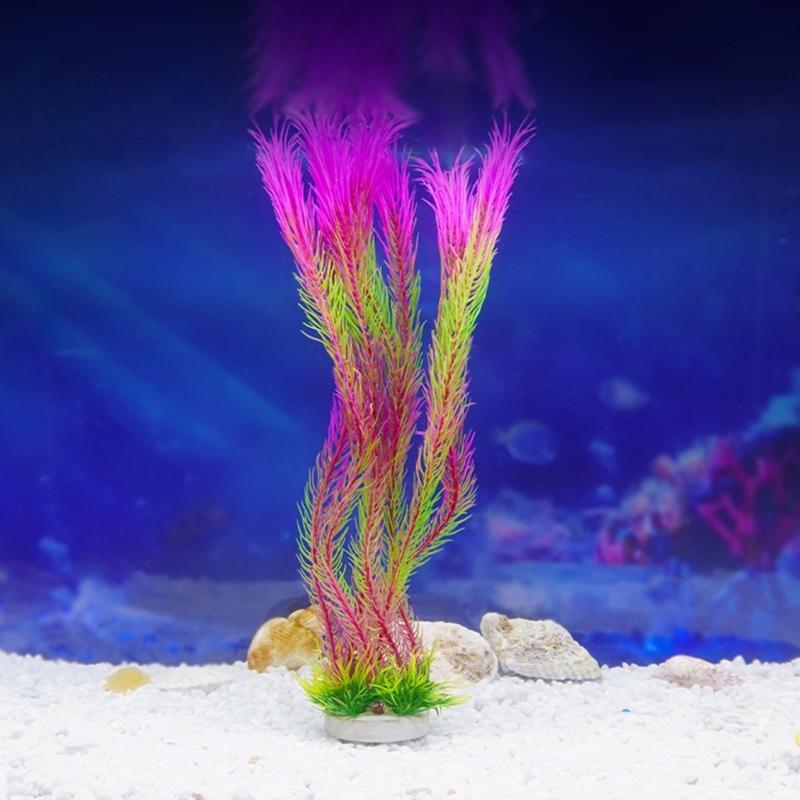 4PCS Realistic Plant Fishtanks Decoration Artificial Water Plant with Base for Office Commercial Aquariums Landscaping