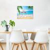 LB Pink Flamingo Beach Wall Art for Bathroom Tropical Green Palm Leaf Canvas Wall Art Wall Paintings Home Decor Blue Ocean Wall Pictures for Living