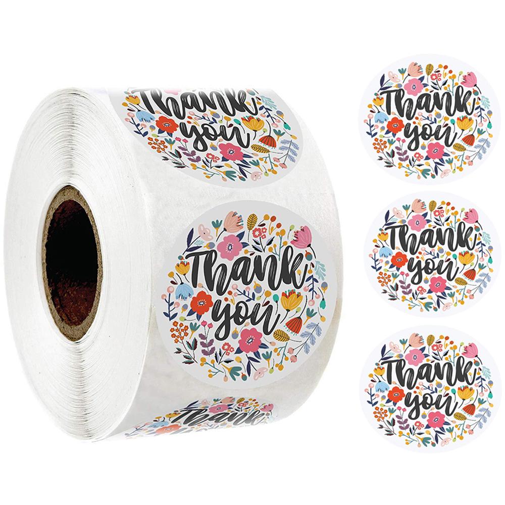 500pcs Thank You Stickers Green Flowers Thank You Labels for Birthday, Weddings, Giveaways, and Small Business Shipping Stickers