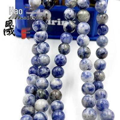 Collier en Perles de Pierre Naturelle Bleue à Pois Fait Main - Accessoire de Mode