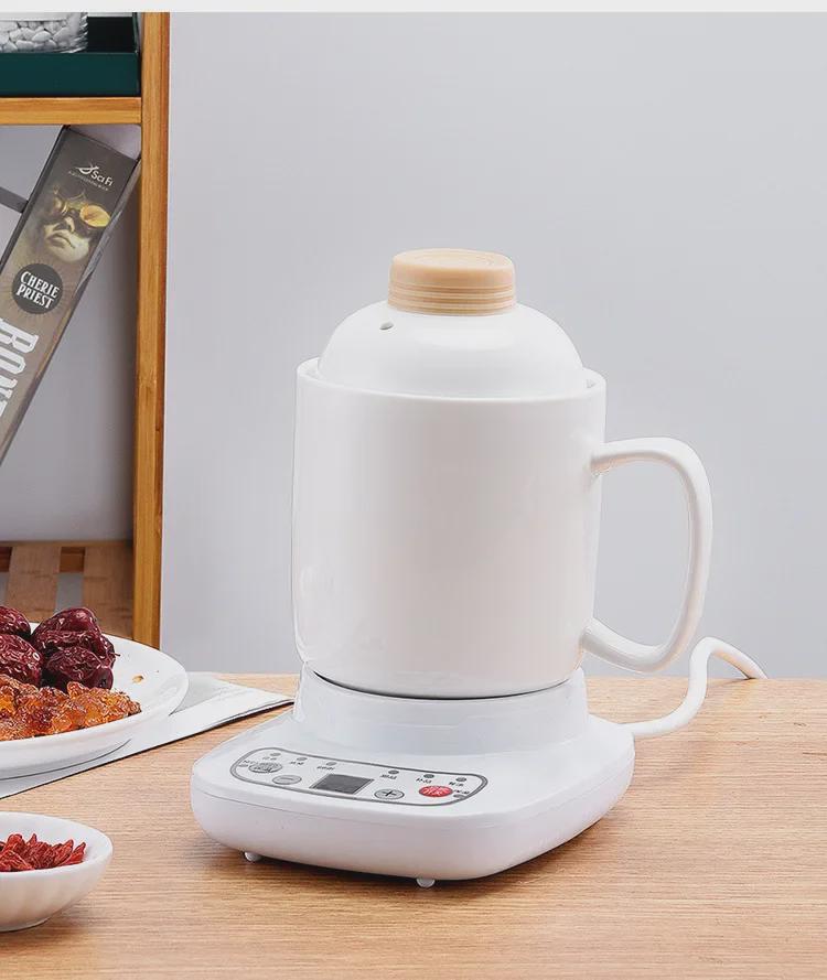 Mini ceașcă electrică de tocană din ceramică inteligentă - Uz la birou și acasă pentru supă, terci, cuib de pasăre, aparat de ceai din sticlă
