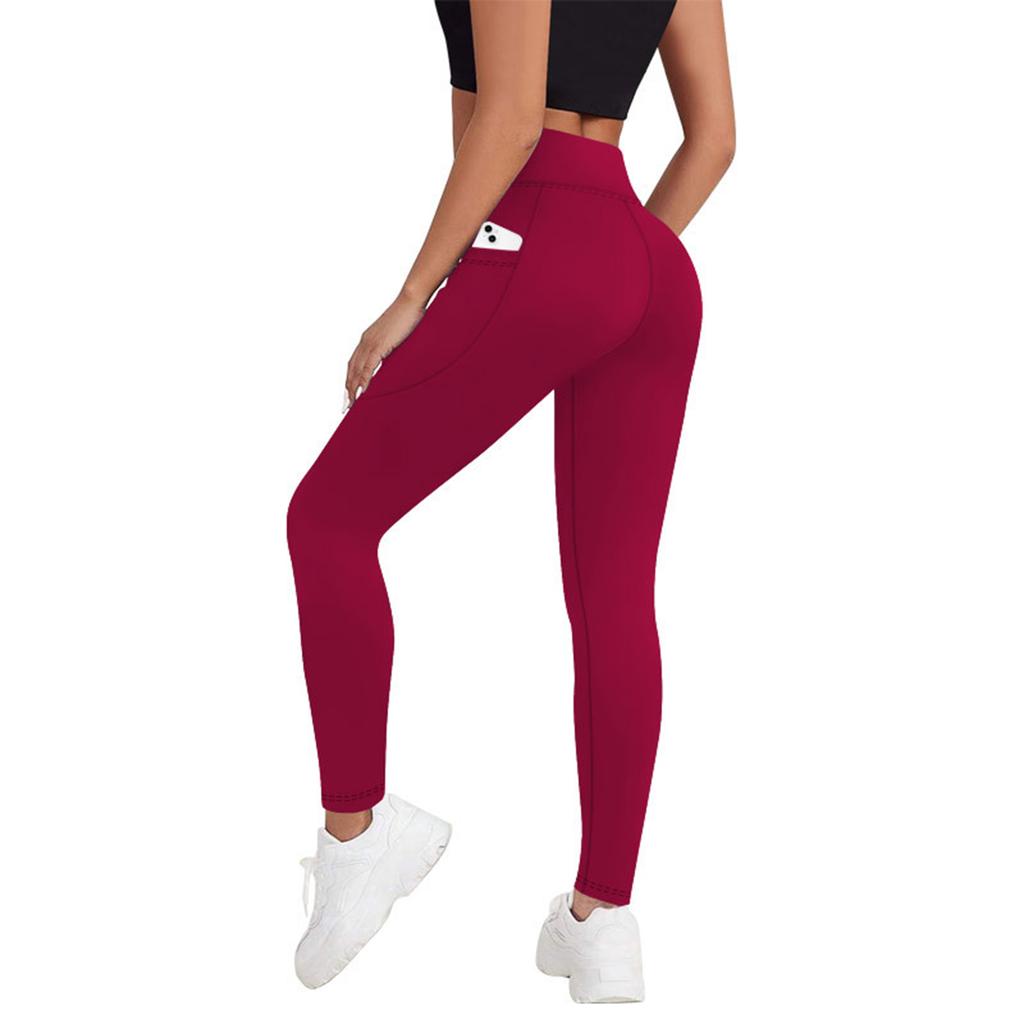 Women's Fashion High Waist Hip Slim Fitness Cropped Pants Side Pocket Sports Leggings