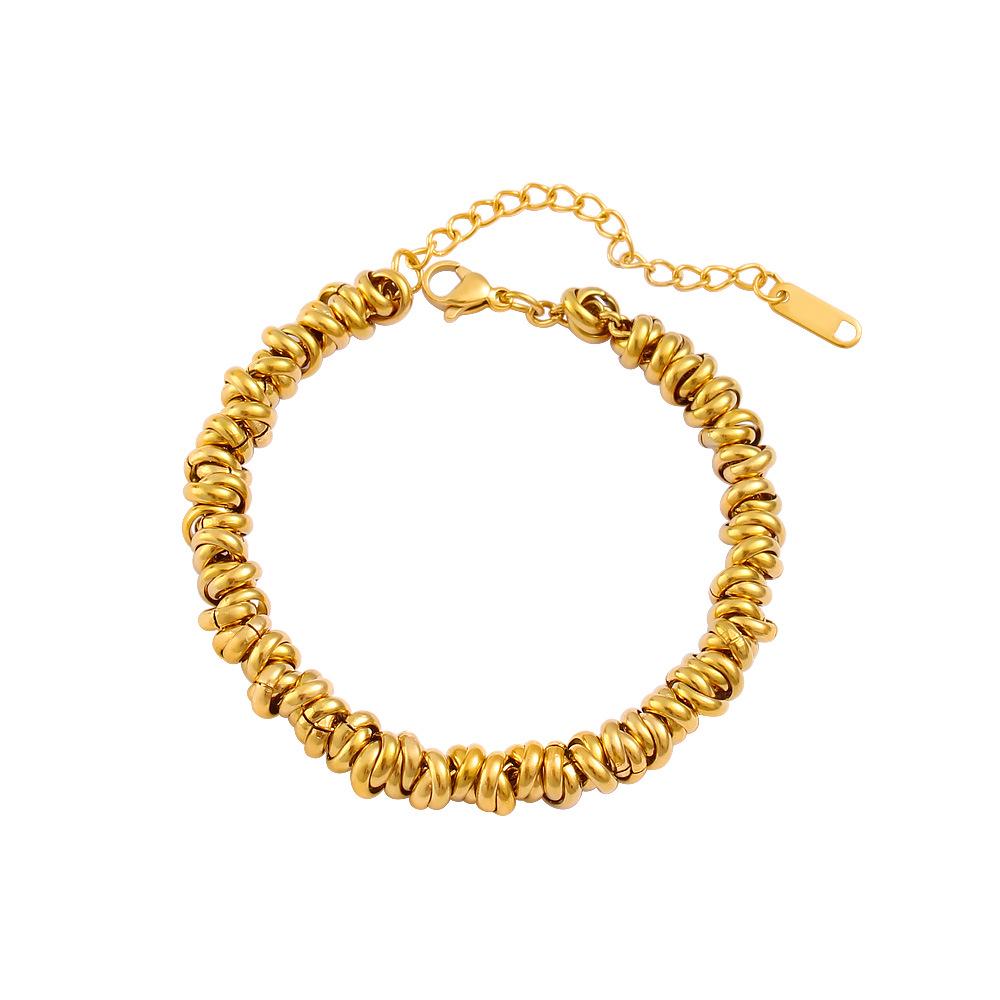 18K Gold European Stainless Steel Interlocking Bracelet - Unisex Trendy Jewelry