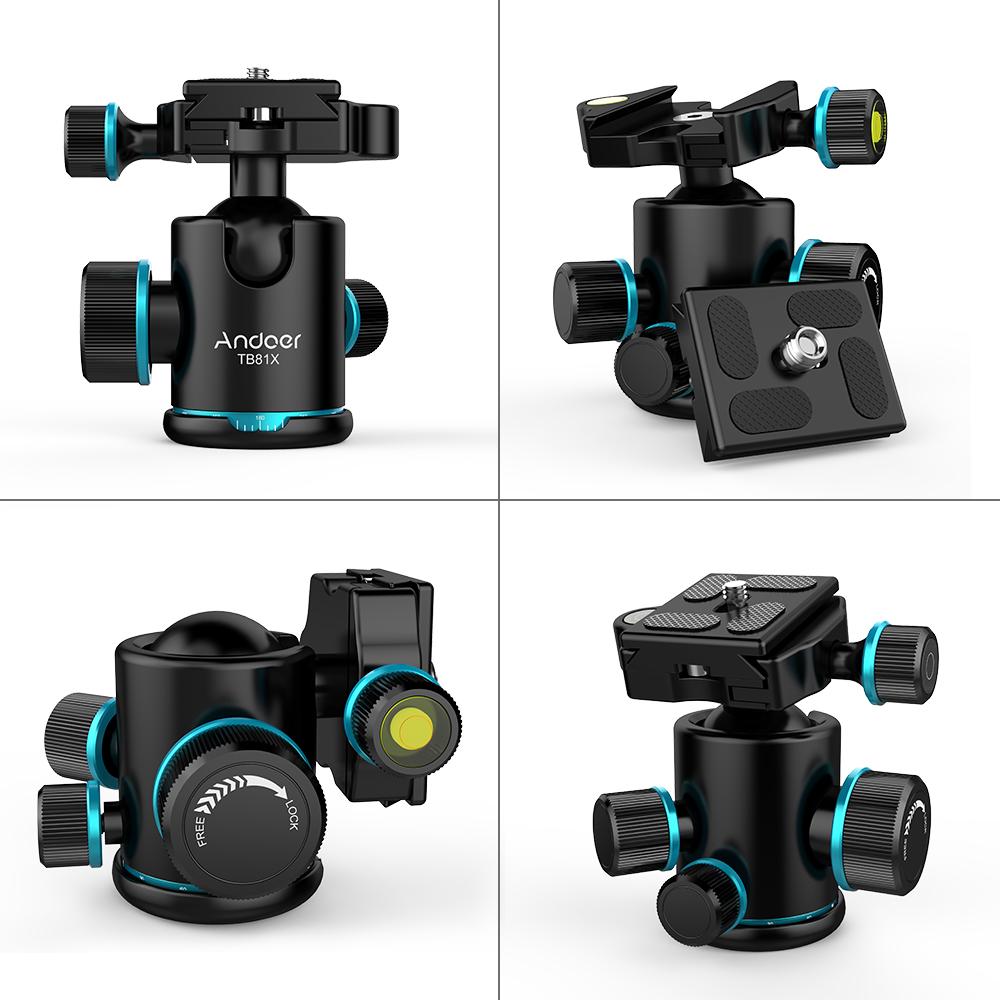 Mini Treppiede 2-in-1 Con Testa A Sfera A 360° E Supporti Slitta Fredda – Attacchi 1/4 E 3/8, Carico Max 3kg, In Alluminio, Per Fotocamera, Smartphone E Monopiede