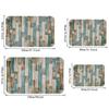 Vintage Wood Pattern Area Rug,Blue Brown Check Design Non-Slip Mat, Machine Washable Polyester Floor Mat for Living Room Kitchen