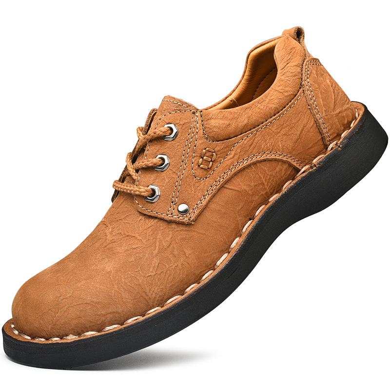 

Ретро мода низкие кеды на шнуровке уличная повседневная обувь осень и зима новая мужская трендовая обувь на платформе круглый носок верх кожаная обувь 39