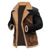 Vintage Suede Leather Jacket For Men With Colorblock Design For Fall Winter Wear