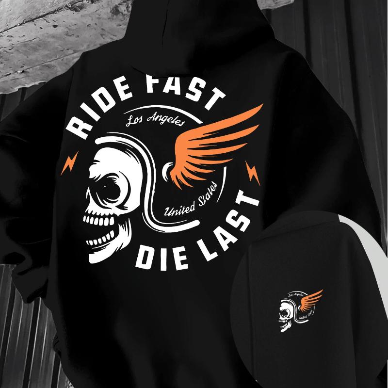 Happy Riding Letter Pattern Print Men'S Outdoor Clothing, Suitable for Outdoor, Travel Hoodies