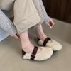 2025 Winter New Round Head Velvet Flat Mary Jane Shoes Warm Lazy Versatile Fluffy Shoes