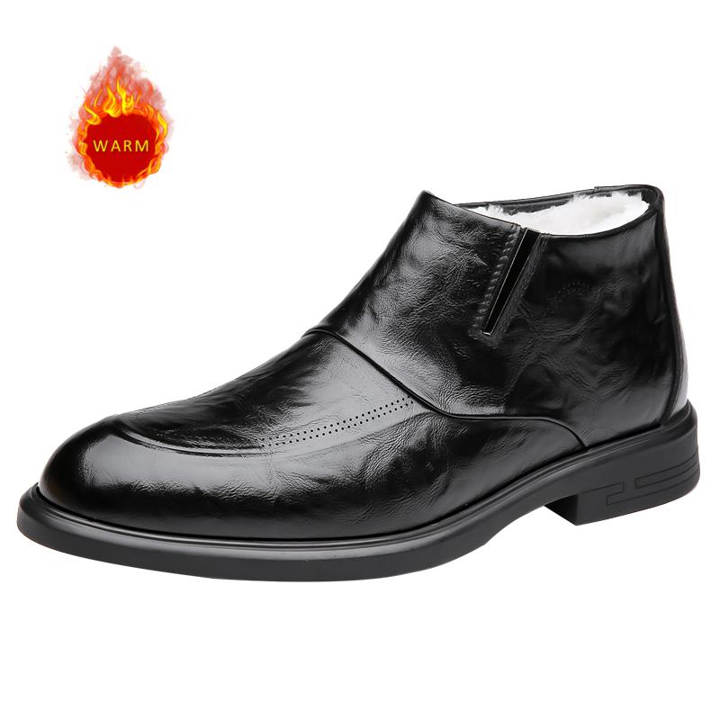 Classic Brand Men's Leather Casual Shoes Pointed High-end Office Business Shoes Fashionable Winter High Top Men's Ankle Boots