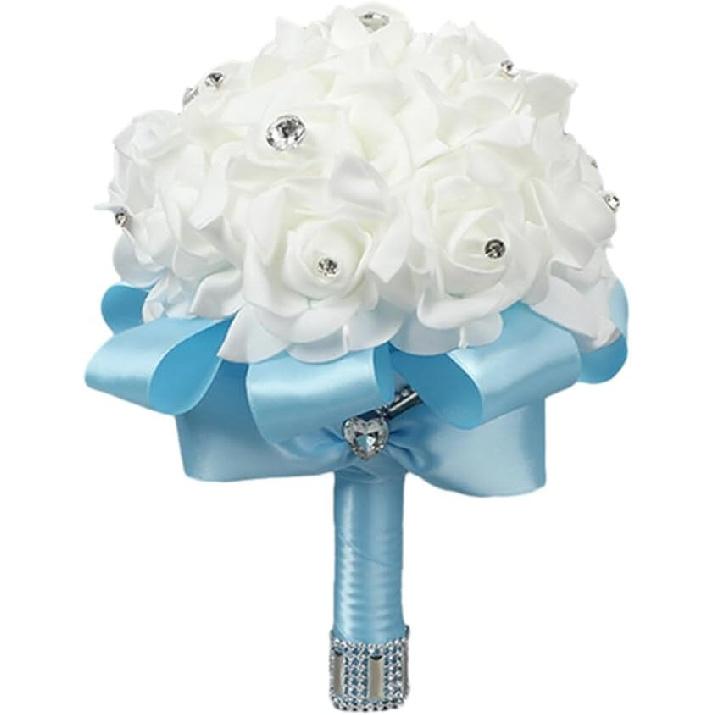 Hand Flower Toss Rose Wedding Pe Foam Simulation Bouquet Sparkling Rhinestone Jewelry Hand Flower Toss Bouquet Diamond