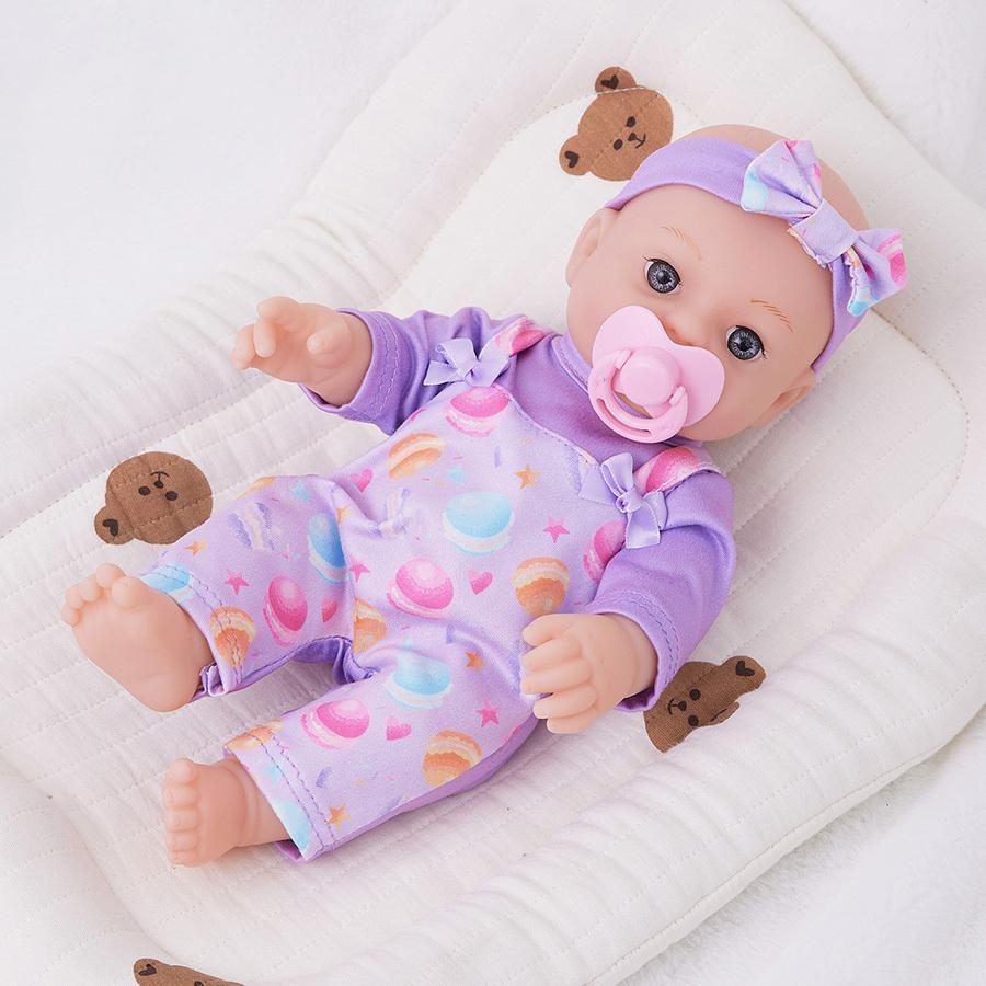 Lovely 30CM Reborn Doll with Purple Clothes Pacifier Realistic Silicone Reborn Baby Doll for Kids Birthday Gifts Collectibles