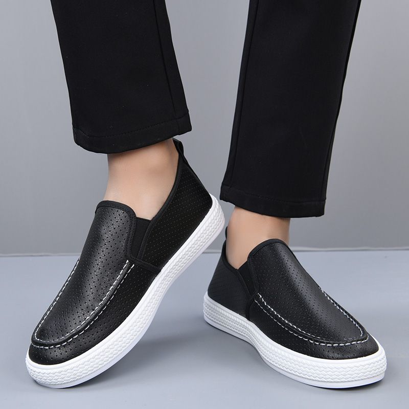 Fashion White Height Increasing Slip-on Mesh Plain Leather Shoes for Men Pu High Quality Fashion Size 44 Social Retro Man Casual Shoe