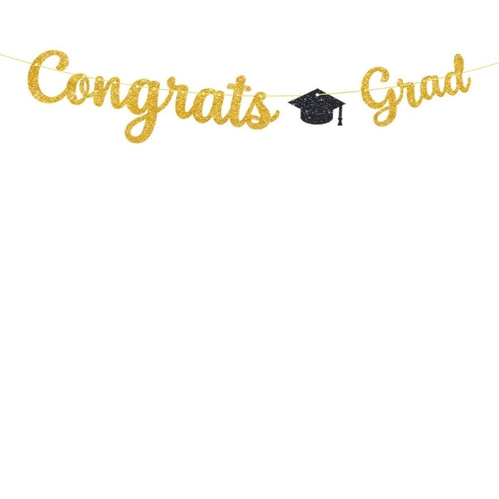 Garland Glittery Gold Garland Reusable Party Scene Prop Graduation Hanging Banner  Graduation Party Style 4