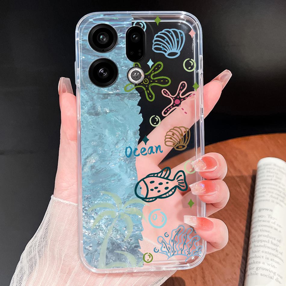 For Oppo Find X9 X8 X7 Pro Phone Case Lovely Fish Patterns Soft TPU Clear Silicone Shell For Oppo Find X7 Ultra Shockproof Funda