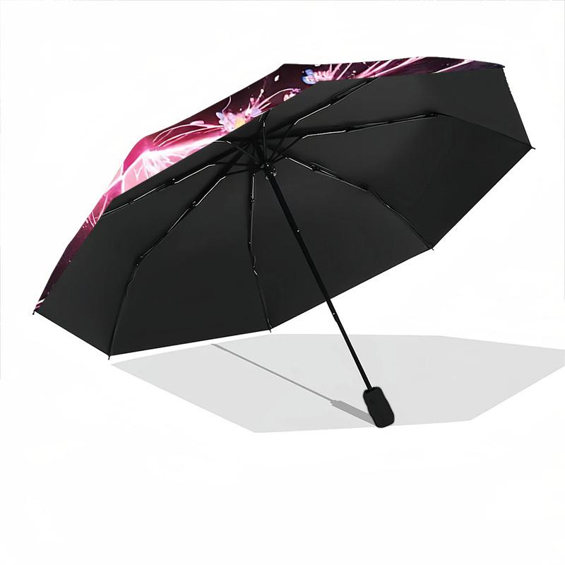 1pc Wings Flowers Automatic Folding Umbrella - Compact 8-Rib Design, Durable Plastic & Iron, Lightweight for Outdoor Daily Use117