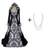 New women's long medieval dress retro hooded long-sleeved long dress stage performance clothes