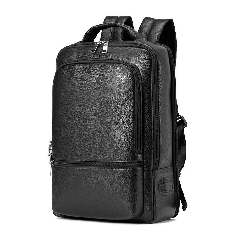 Head Layer Cowhide Men s Backpack Business Commuting Computer Leisure Travel Document Leather чёрный