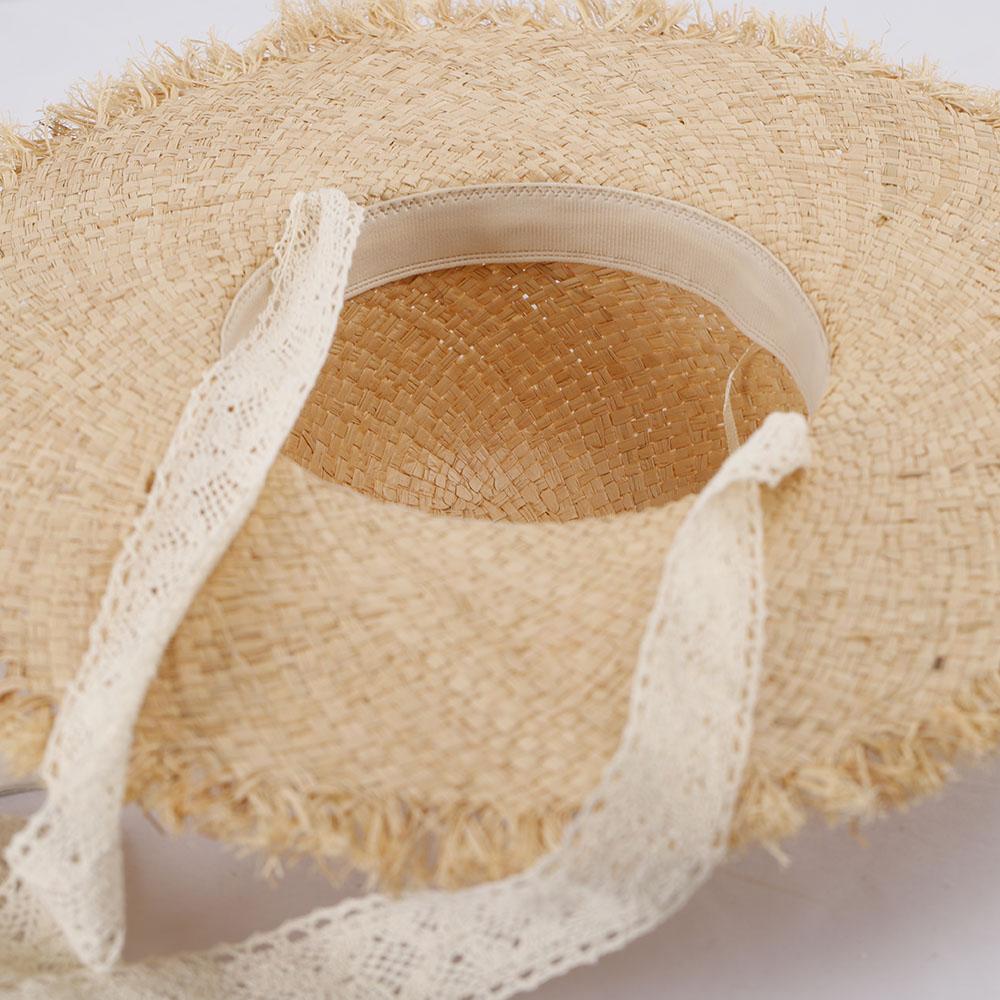 2026 Summer Sun Hat Lace 100%Raffia Hat Sun Visor Women's Summer Panama Straw Hats Women's Beach Hat Summer Hat Uv Blocking Hat