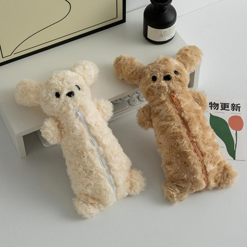 Puppy Pencil Pouch Cute Soft Plush School Stationery Large Capacity Pencil Pouch Student Stationery