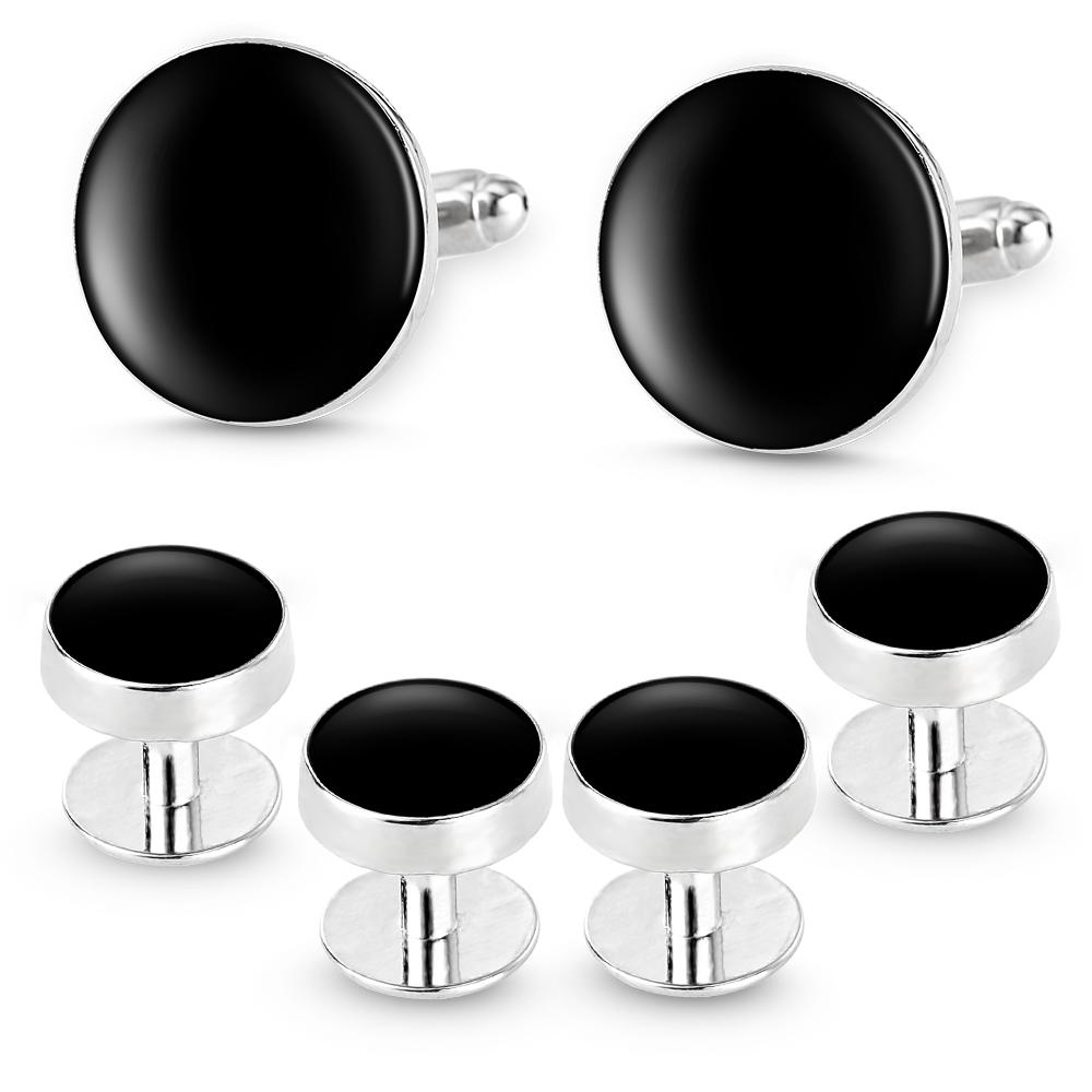 

Black 1 Pair Cufflinks 4Pcs Sleeve Nail Set Blank Carbon Fiber Button For Men Boys Shirt Suit Jewelry Accessories
